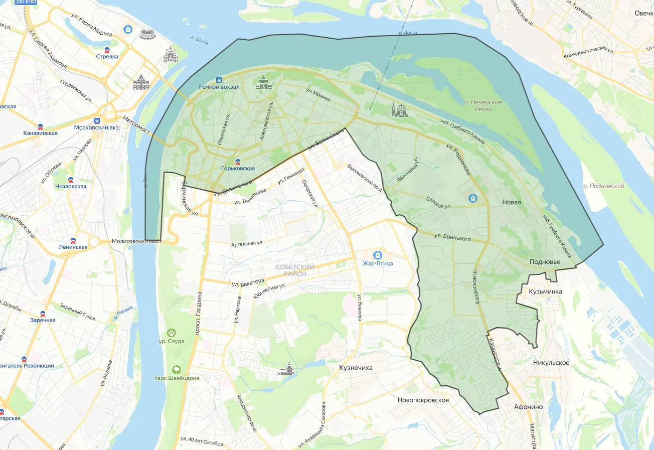 Территория Нижегородского района Нижнего Новгорода