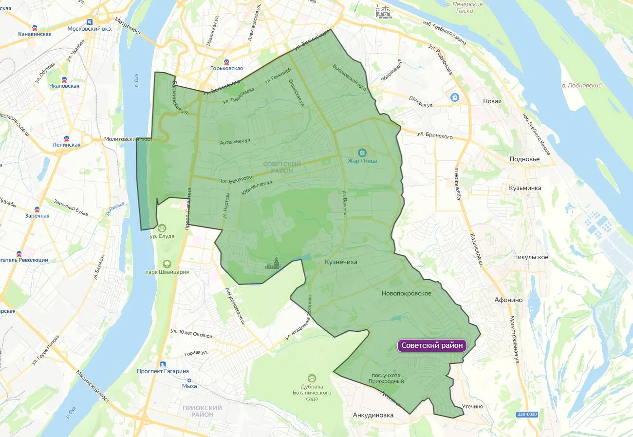 Территория Советского района Нижнего Новгорода