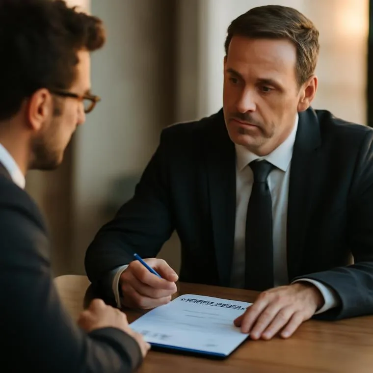 Руководитель обсуждает контракт с аутсорсинговой компанией за столом