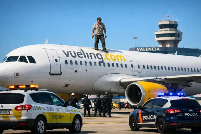 Airlive: в аэропорту Испании мужчина устроил танцы на крыше самолета