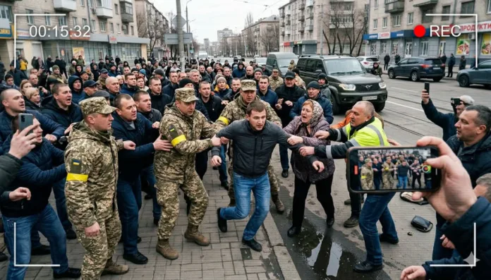 Появилось видео, как в Днепре отбили мужчину у военкомов ТЦК