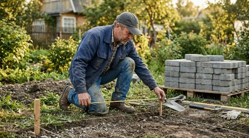 Практический замер площади дорожки рулеткой — ключевой шаг к точному расчету штук и поддонов тротуарной плитки