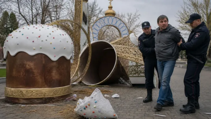Житель Волгоградской области украл гигантский кулич с инсталляции