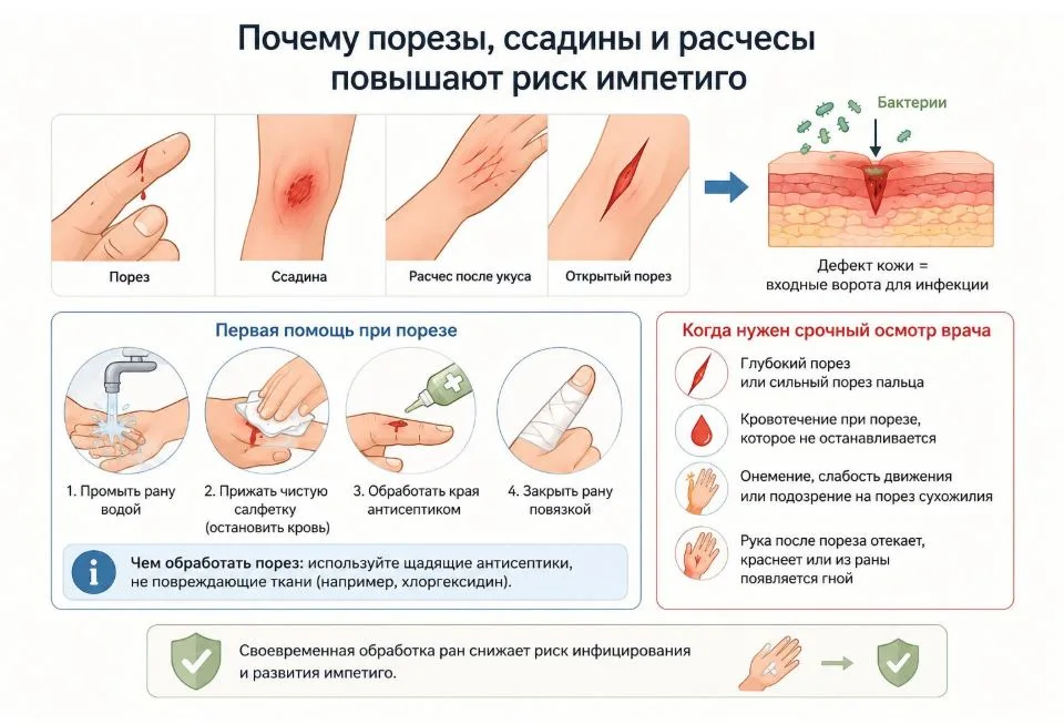 Риск импетиго после повреждения кожи