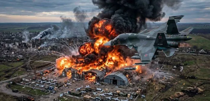 Су-34М уничтожает склад дронов