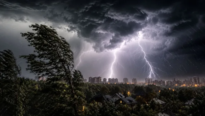 Мощный 12-бальный ураган обрушился на Московскую область