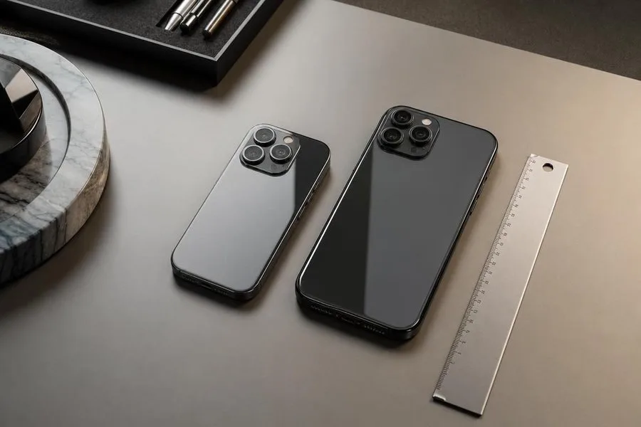 Два смартфона разного размера рядом для сравнения iPhone 18 Pro и Pro Max
