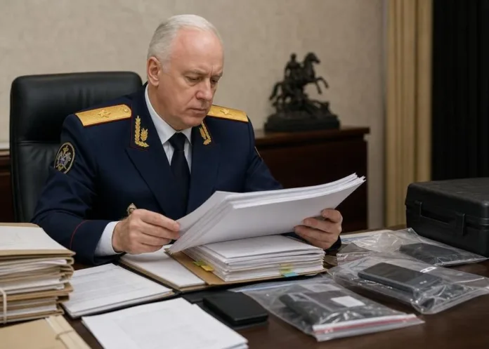 Мужчина в форменной одежде изучает документы за столом в кабинете.
