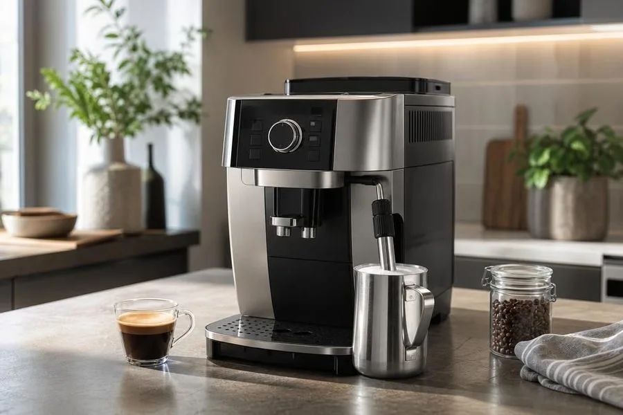 Зерновая кофемашина с ручным капучинатором и питчером для вспенивания молока